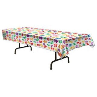 40th Birthday Plastic Table Cover, 54 x 108 Inches
