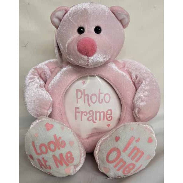 I'm One Plush Bear Pink First Birthday Frame