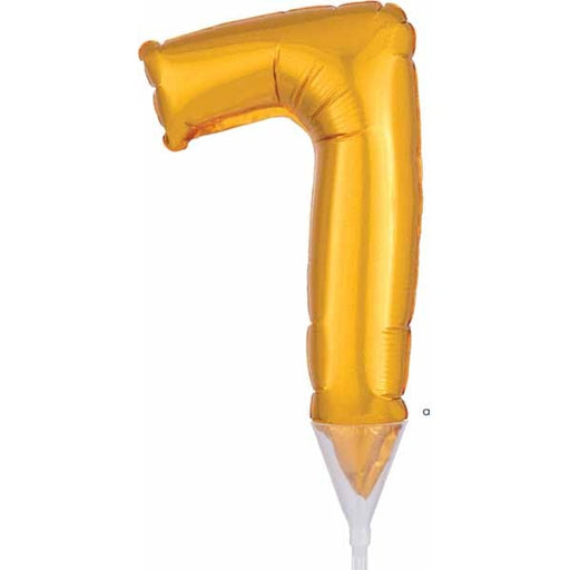 Gold Number 7 Balloon Cake Pick, 6 Inch