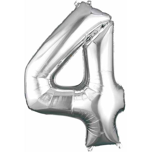 34-Inch Silver Number 4 Foil Balloon