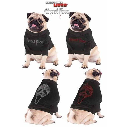 Red Ghost Face Bling Pet Tee, Extra Large