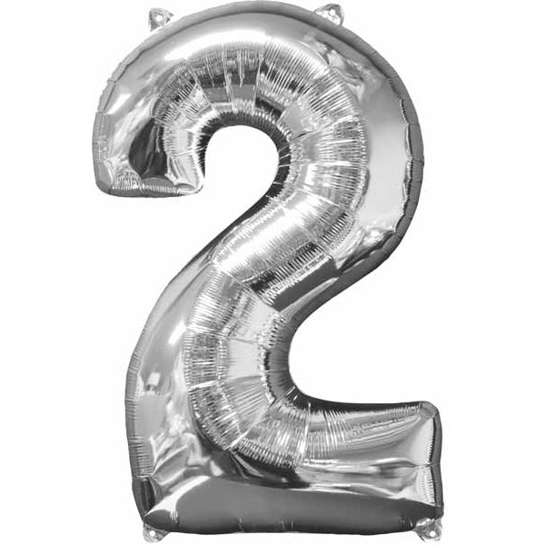 26 Inch Silver Number 2 Foil Balloon