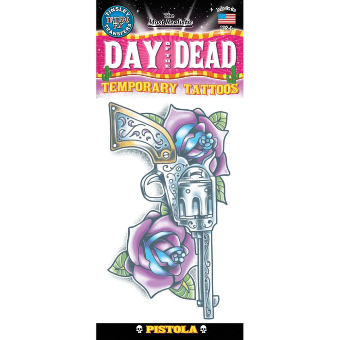 Tinsley Transfers Pistola Day of the Dead Temporary Tattoo