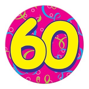 Jumbo 60th Birthday Button, 6 Inch
