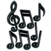 13" PLASTIC MUSICAL NOTES 7/PKG BLACK