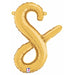 14" Gold Script Letter S Balloon