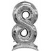 Silver Number 8 Stand-Up Balloon, 50 Inch