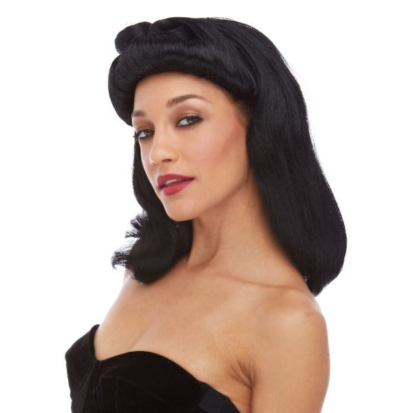 Black 1940s Pin-Up Girl Costume Wig