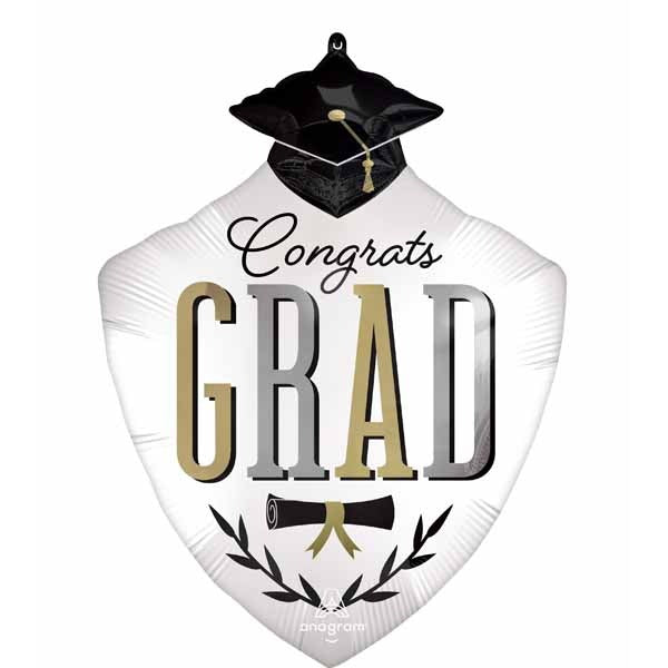 Caps Off Grad 30-Inch Shaped Foil Balloon