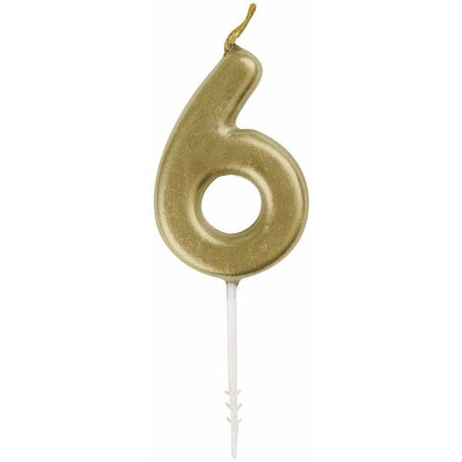 Mini Gold Number 6 Birthday Candle