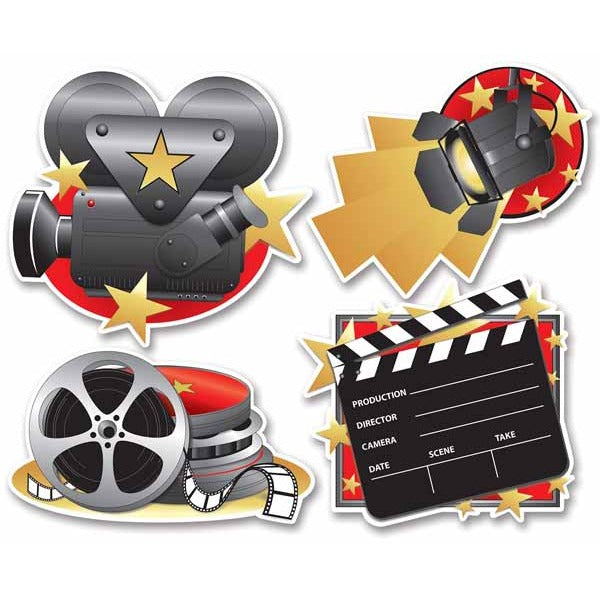 Double-Sided Movie Set Cutouts, 4-Pack