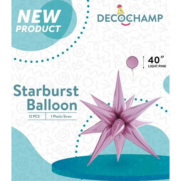 Decochamp 40 Inch Light Pink Starburst Foil Balloon