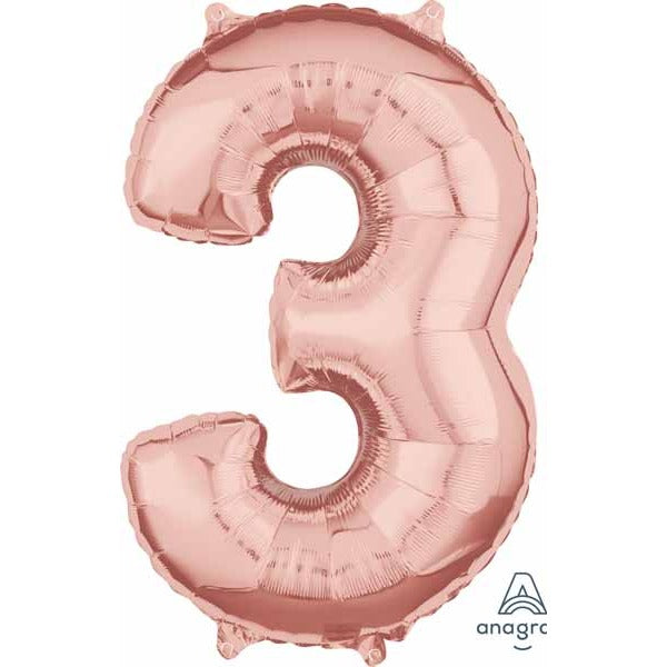 26-Inch Rose Gold Number 3 Balloon
