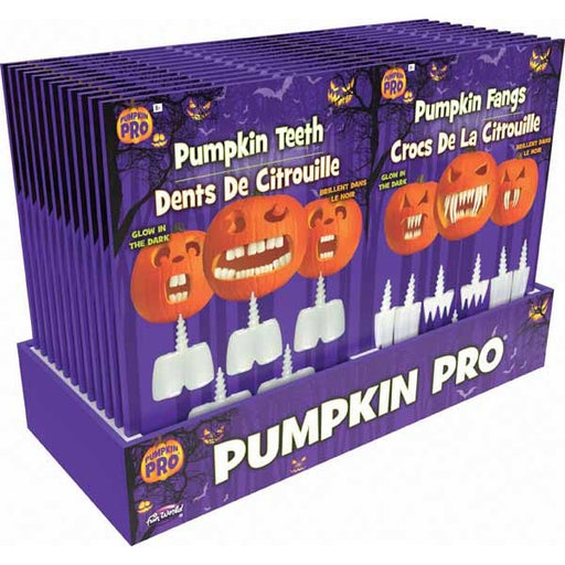 GLOW IN DARK PUMPKIN FANGS 24PC DISPLAY