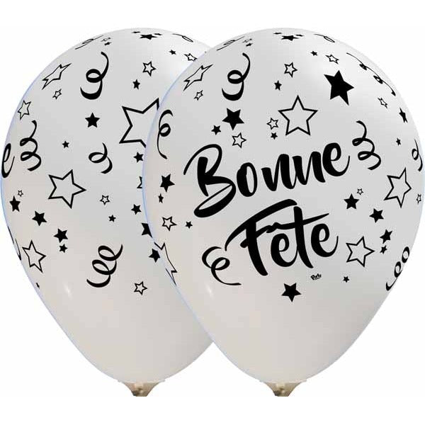 BONNE FETE ALL OVER 12" WHITE LAT 50/BAG