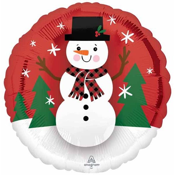 Smiley Snowman 18-Inch Round Foil Balloon