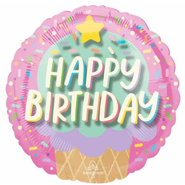 Ice Cream Happy Birthday 15" Panoramic Foil Balloon