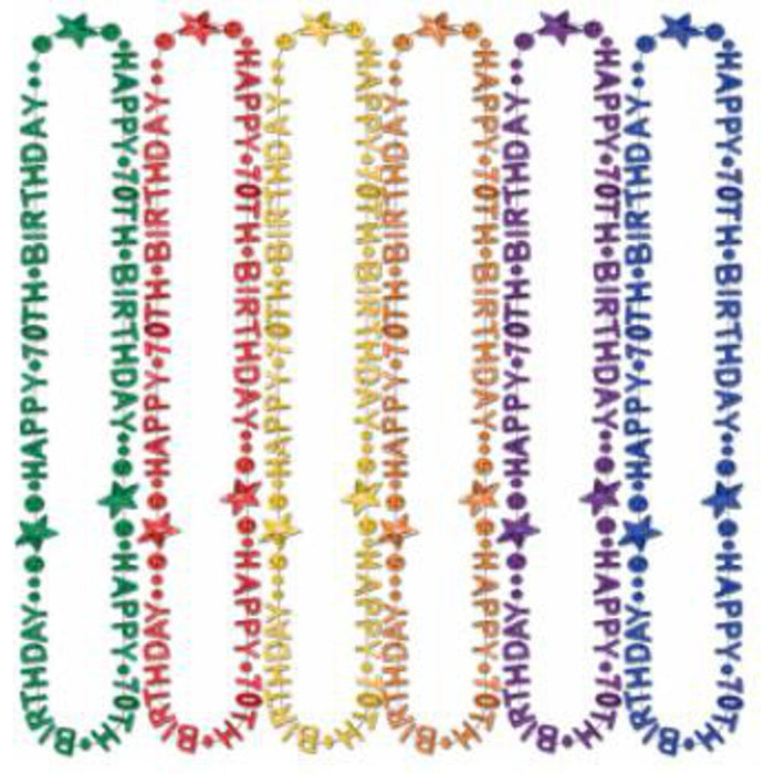 Happy 70th Birthday Beads Of Expression Multicolored Celebration Necklace (3/Pk)