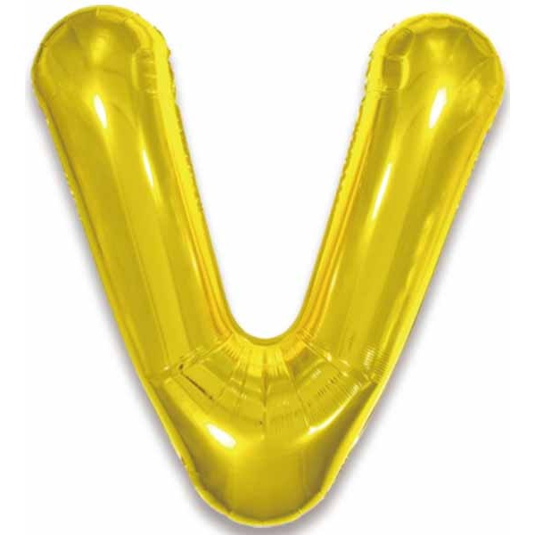 Gold Letter V Foil Balloon, 34 Inch