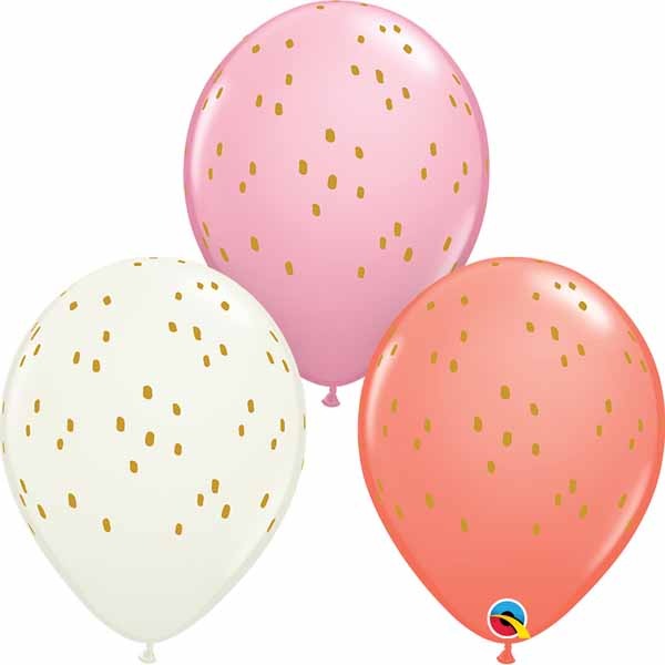 11-Inch Boho Speckled Dots Latex Balloons, 50 Pack