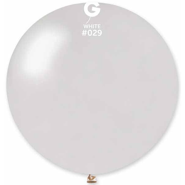 Gemar 31" Metallic White Latex Balloon #029, 1 Count