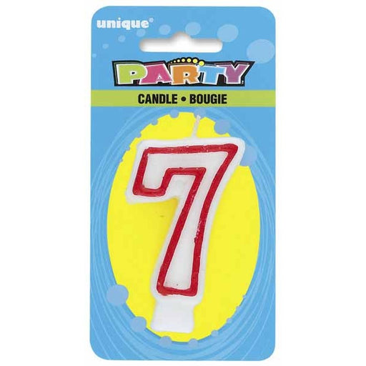 Red and White Number 7 Birthday Candle