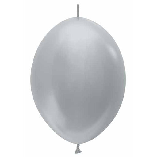 Metallic Silver 6" Link-O-Loon Latex Balloons, 50 Pack