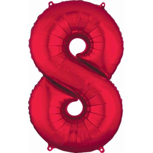 Red Number 8 Foil Balloon, 34 Inch