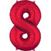 Red Number 8 Foil Balloon, 34 Inch