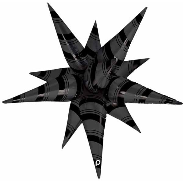 Prima Black Stripes Starburst Foil Balloon, 26 Inch