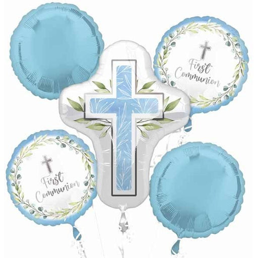 Blue First Communion Foil Balloon Bouquet