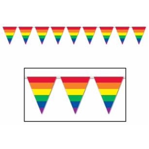Rainbow Pennant Banner, 11 Inches x 12 Feet