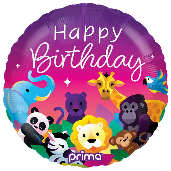 Prima Animal Happy Birthday Foil Balloon, 18 Inch