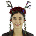 Black Antler Headband with Red Flower