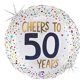 Cheers to 50 Years 18-Inch Round Holographic Foil Balloon
