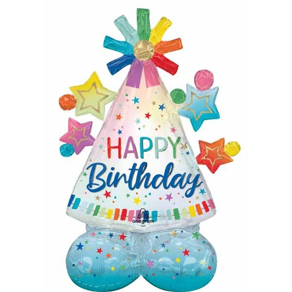 36-Inch Happy Birthday Party Hat AirLoonz Junior Foil Balloon