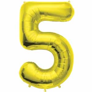 34" Gold Number 5 Balloon