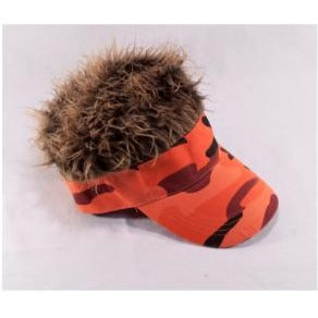 Orange Camo Visor with Brown Hair Extension