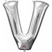Silver Letter V Foil Balloon, 32 Inch