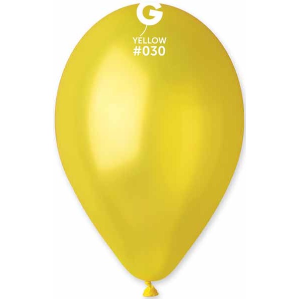 Gemar 12" Metallic Yellow #030 Latex Balloons, 50 Count