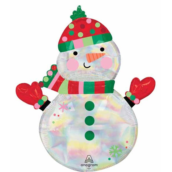 Shimmering Snowman 31-Inch Holographic Foil Balloon