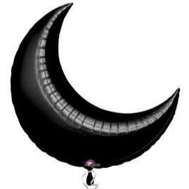 Black Crescent Moon Foil Balloon, 35 Inch