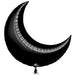 Black Crescent Moon Foil Balloon, 35 Inch
