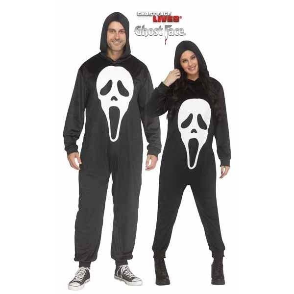 Ghost Face E-Z Black Hooded Jumpsuit Adult Costume, Medium