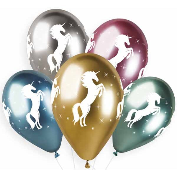 Gemar 13" Shiny Unicorn Latex Balloons, 25 Count