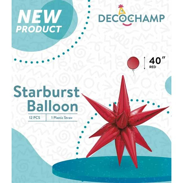 DecoChamp 40-Inch Red Starburst Foil Balloon