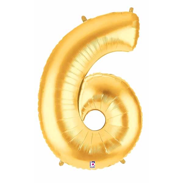 Megaloon Gold Number 6 Balloon, 34 Inch