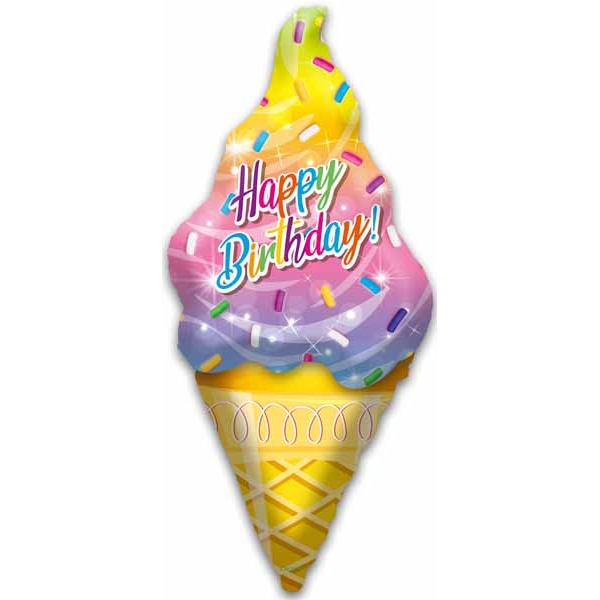 Happy Birthday Ice Cream 42" Shaped Foil Balloon