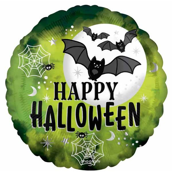 Glow Batty Halloween 18-Inch Round Foil Balloon
