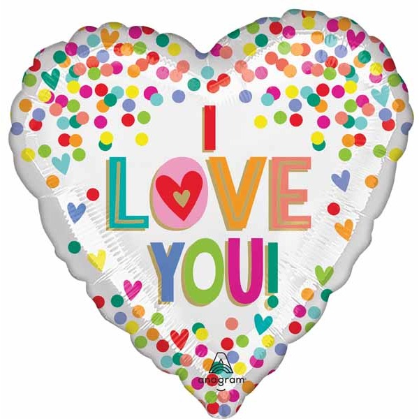 I Love Rainbow Dots 18-Inch Heart Foil Balloon